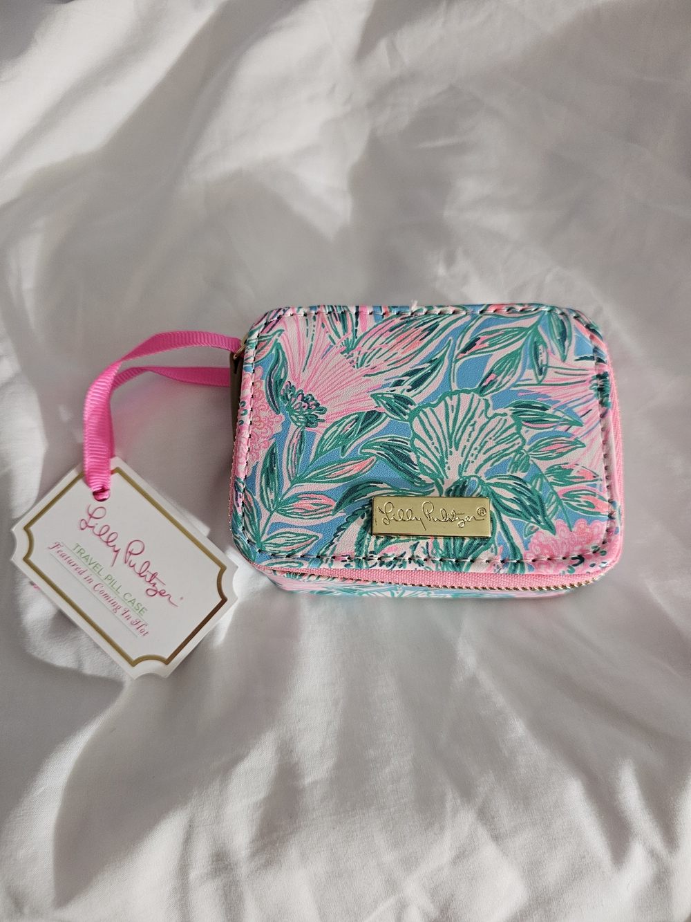 Lilly Pulitzer Pink & Aqua Tropical Floral Zip Wallet